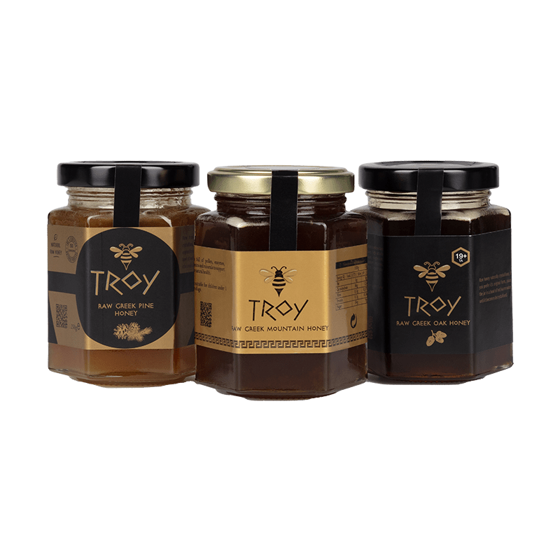 troy raw honey jars